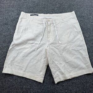 Perry Ellis Linen Cotton Shorts Mens 36 White Drawstring Summer Casual